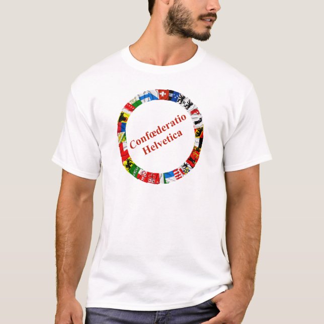 T-shirt Les drapeaux des cantons de la Suisse, latins (Devant)
