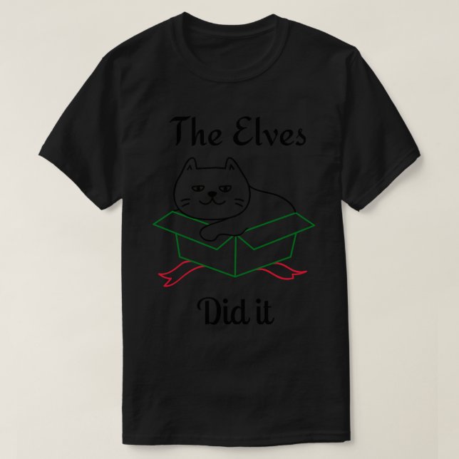 T-shirt Les elfes l'ont fait Amoureux des chats Joyeux Noë (Design devant)