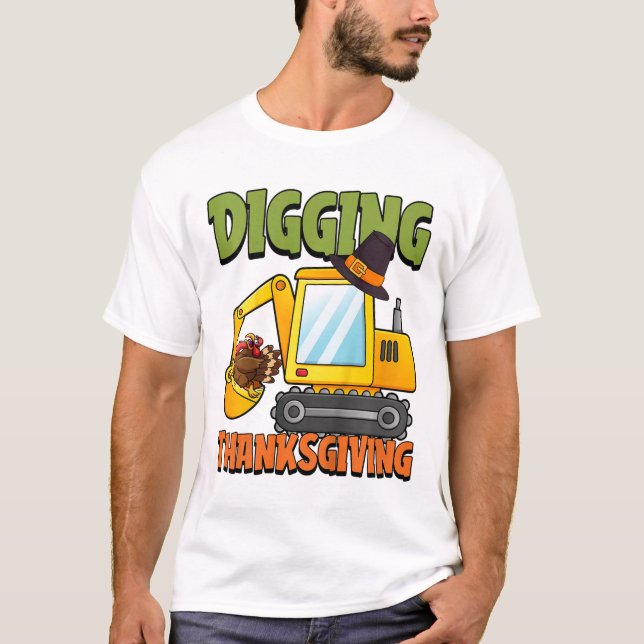 T-shirt Les enfants creusent Thanksgiving Day Cool Excavat (Devant)