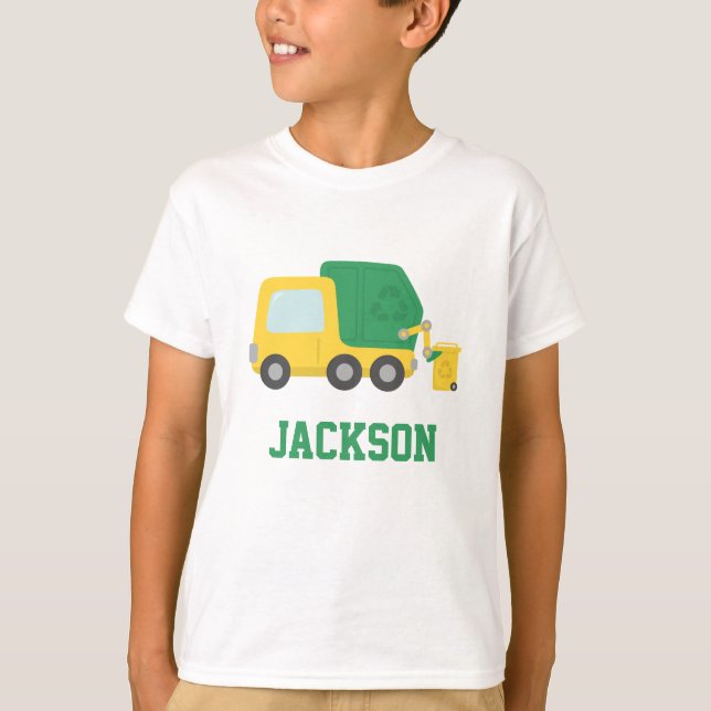 T-shirt Les enfants des poubelles à recyclage jaune et ver (Devant)