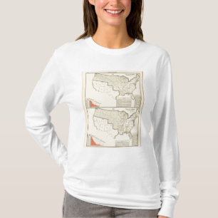 T-shirt Les Etats-Unis deux cartes lithographiées par