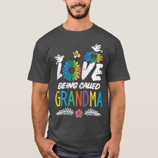 T-shirt Les Femmes Aiment Être Appelée Grand-Mère Fleur Mè