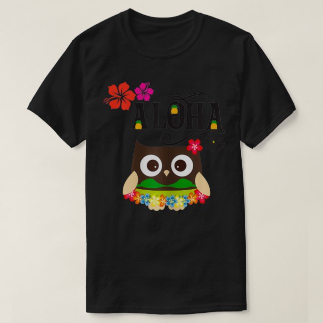 T-SHIRT LES FEMMES CUITE TROPICAL HAWAIIAN OWL LUAU CADEAU (Design devant)