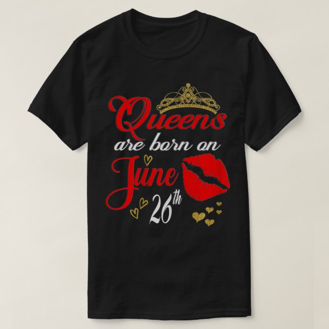 T-shirt Les femmes Lèvres rouges Les reines sont nées le 2 (Design devant)