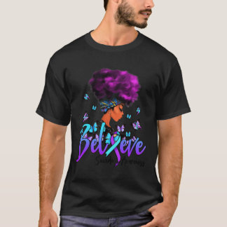 T-shirt Les Femmes Noires Croient Le Suicide Violet Et Tur