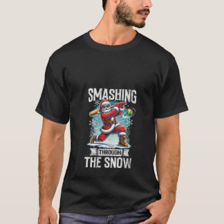 T-shirt Les femmes Père Noël jouent au softball Smashing à