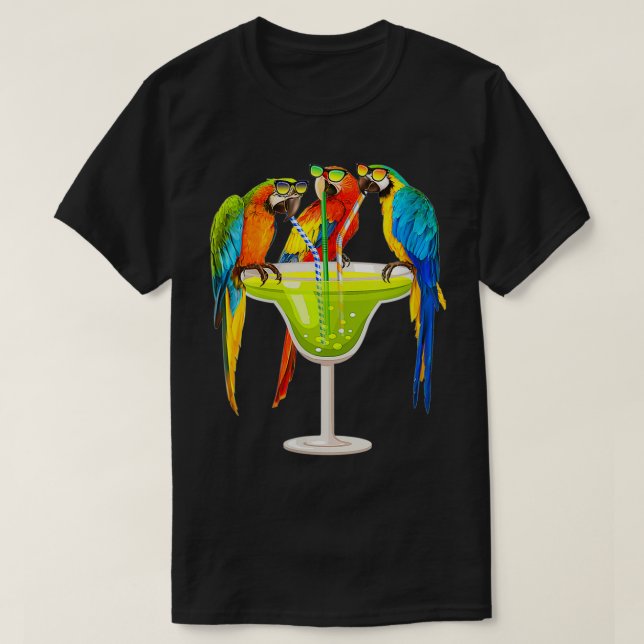 T-shirt Les Femmes Perroquets Boivent De La Margarita Sur  (Design devant)
