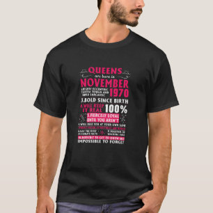 T-shirt Les femmes reines sont nées en novembre 1970 50e n