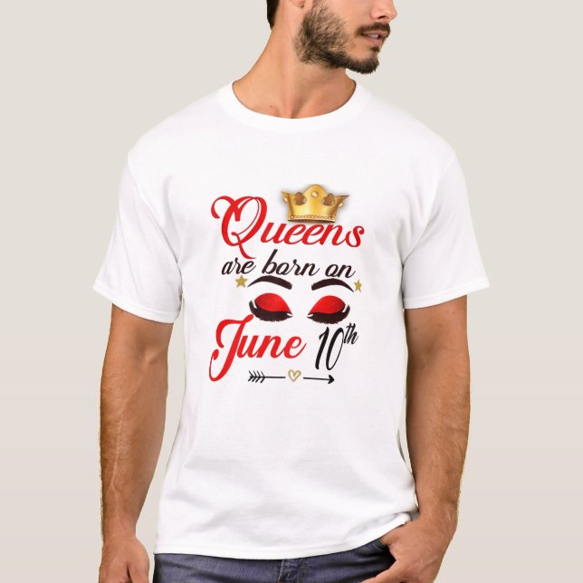T-shirt Les Femmes Reines Sont Nées Le 10 Juin Gemini Girl (Devant)