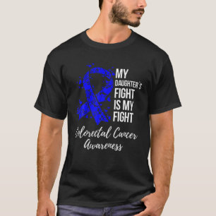 T-shirt Les filles combattent le ruban bleu foncé Cancer c