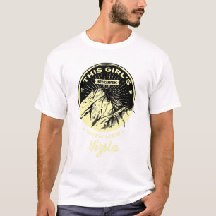 T-shirt Les Filles En Camping Avec Sa Vizsla Point Hongroi