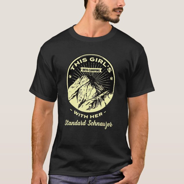 T-shirt Les Filles En Camping Avec Ses Schnauzer Standard (Devant)