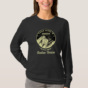 T-shirt Les Filles En Camping Avec Son Boston Terrier Bost