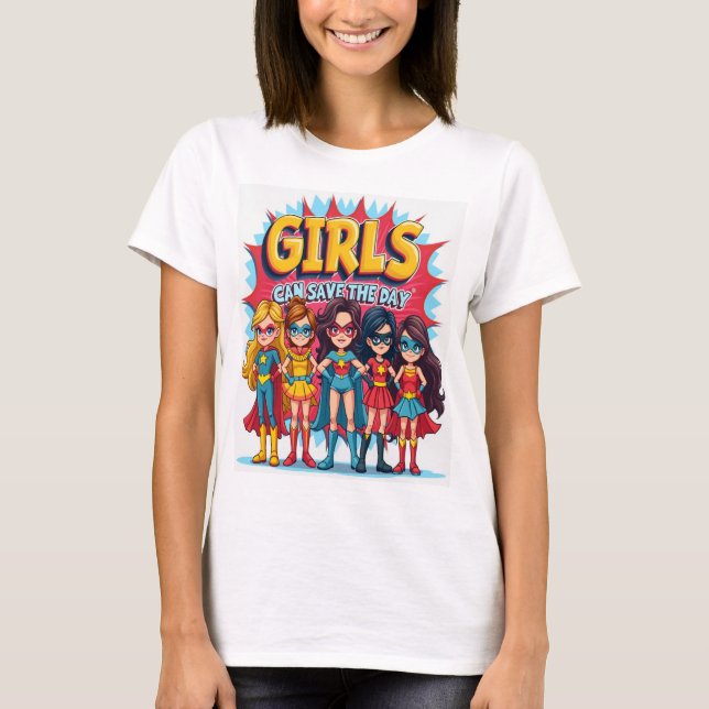 T-shirt Les filles peuvent sauver la journée - responsabil (Devant)