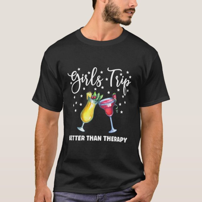 T-shirt Les Filles Voyagent Mieux Que La Thérapie Besties  (Devant)