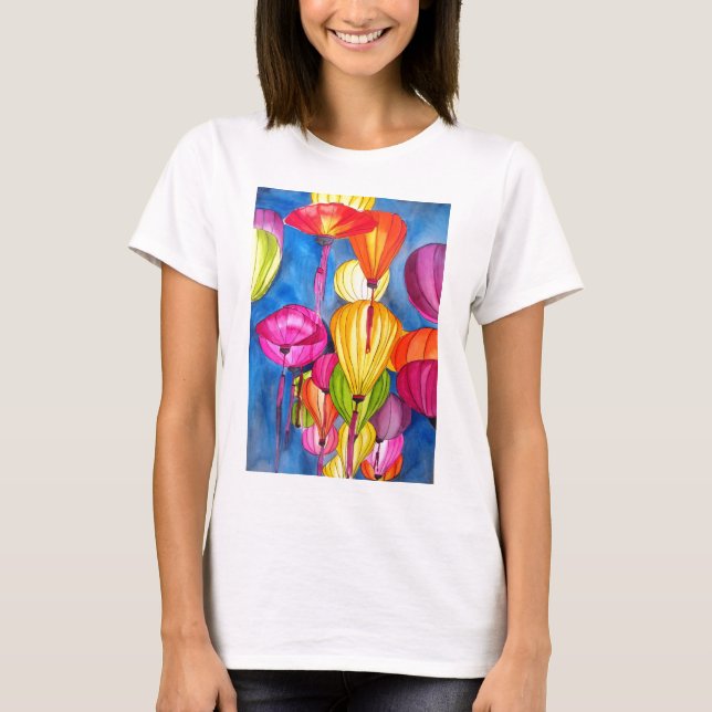 T-shirt Les fines aquarelles des lanternes chinoises (Devant)