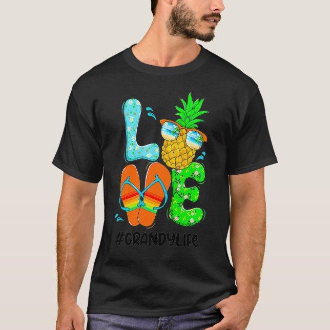 T-shirt Les flipflops d'ananas aiment la femme d'été Premi (Devant)
