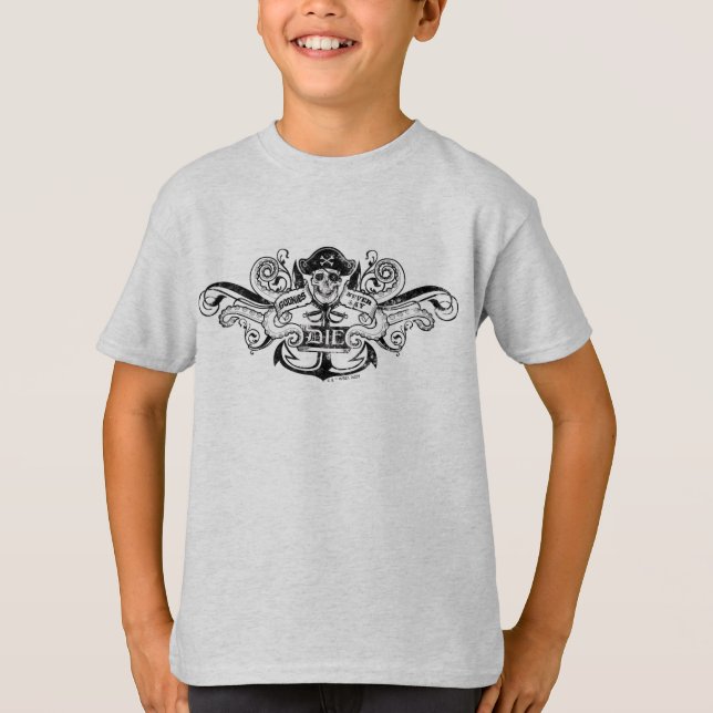 T-shirt Les Goonies "Never Say Die" Pirate Ancre Badge (Devant)