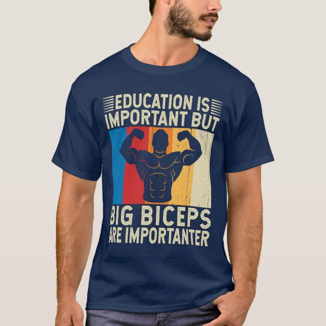 T-shirt Les Gros Biceps Sont Importants Amusants Gym D'Ent (Devant)