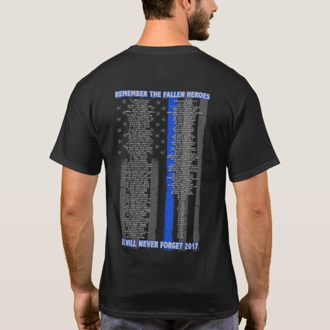 T-shirt Les héros tombés 2017 se rappellent la police (Dos)