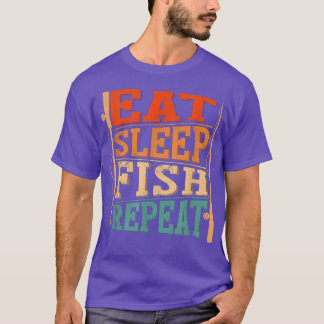 T-shirt Les Hommes Mangent Dormir Poisson Répéter, Pêcheur