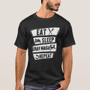 T-shirt Les hommes mangent le sommeil Krav Maga Répéter l'