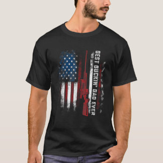 T-shirt Les Hommes Meilleur Buckin Papa Jamais Drapeau Ame