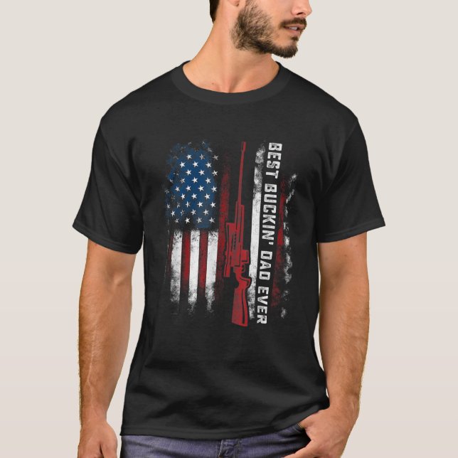 T-shirt Les Hommes Meilleur Buckin Papa Jamais Drapeau Ame (Devant)