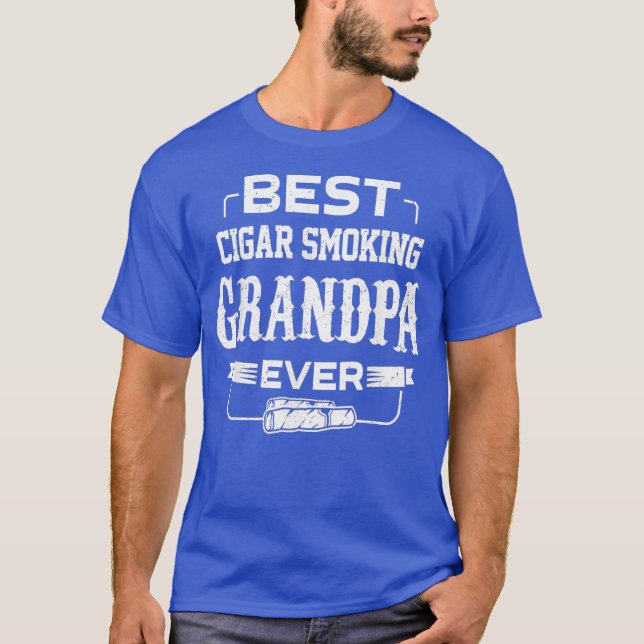 T-shirt Les Hommes Meilleur Cigar Fumer Grand-Père Cigares (Devant)