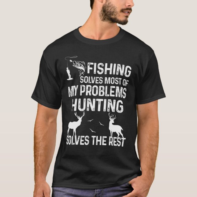 T-shirt Les Hommes Pêchent Résoudre La Plupart De Mes Prob (Devant)