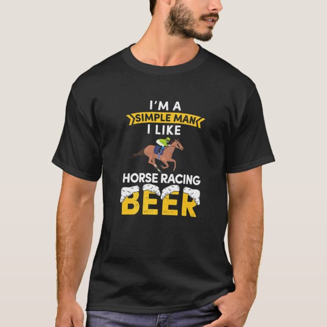 T-shirt Les Hommes Simples Aiment La Course À Cheval Et Le (Devant)