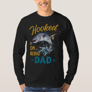 T-shirt Les Hommes Vintage Accroché À Être Papa Drôle Pêch
