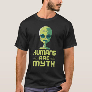 T-shirt Les Humains Sont Un Mythe Vert Alien Tête Face Hal