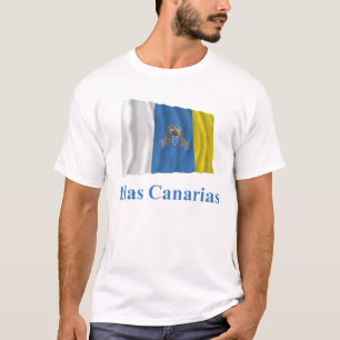T-shirt Les Îles Canaries ondulant le drapeau avec le nom