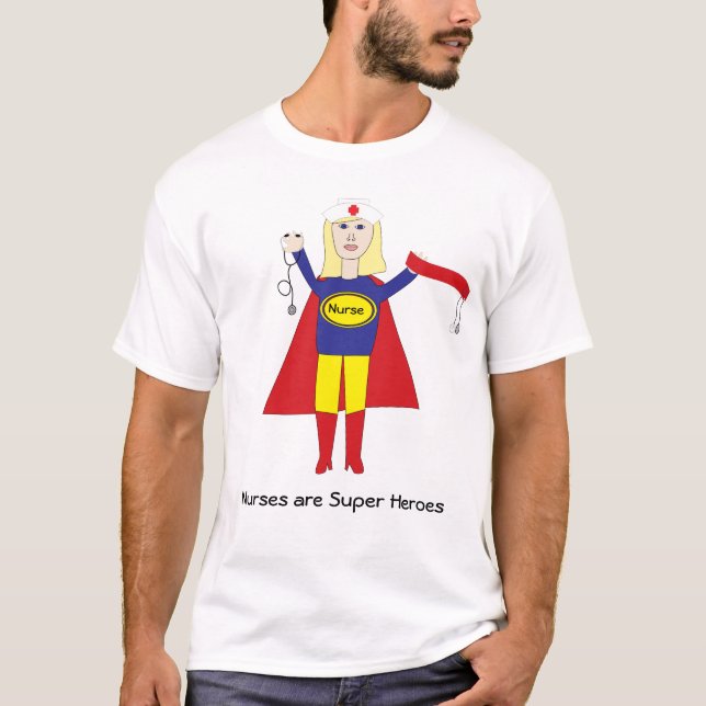 T-shirt Les infirmières sont de super héros (Blonde) (Devant)