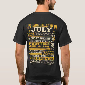 T-shirt Les légendes sont en juillet des faits nés