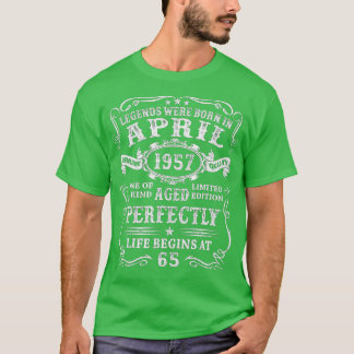 T-shirt Les Légendes Sont Nées En Avril 1957 65 Ans Naissa
