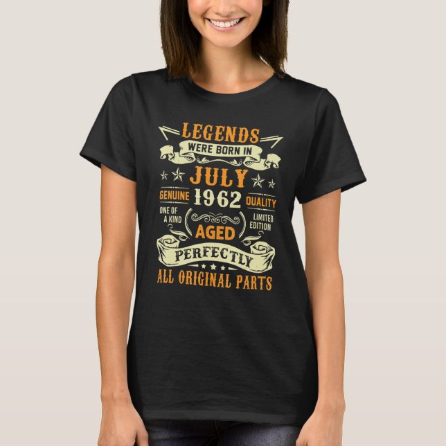 T-shirt Les Légendes Sont Nées En Juillet 1962 59ème Anniv (Devant)