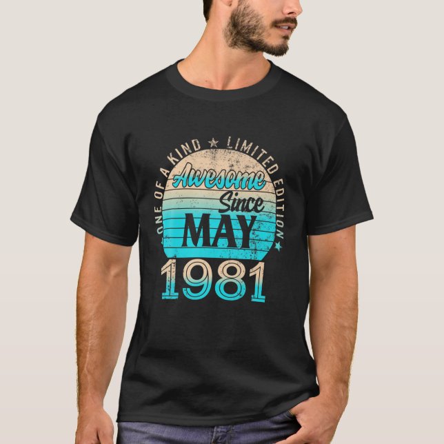 T-shirt Les Légendes Sont Nées En Mai 1981 La Vie Commence (Devant)