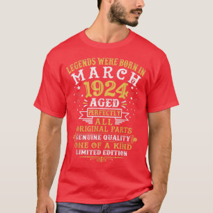 T-shirt Les Légendes Sont Nées En Mars 1924 98 Ans 98E B