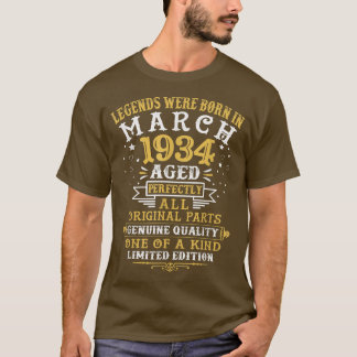 T-shirt Les Légendes Sont Nées En Mars 1934 88 Ans 88E B