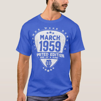 T-shirt Les Légendes Sont Nées En Mars 1959Guitare