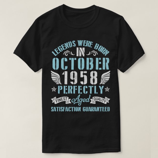 T-shirt Les Légendes Sont Nées En Octobre 1958 Parfaitemen (Design devant)