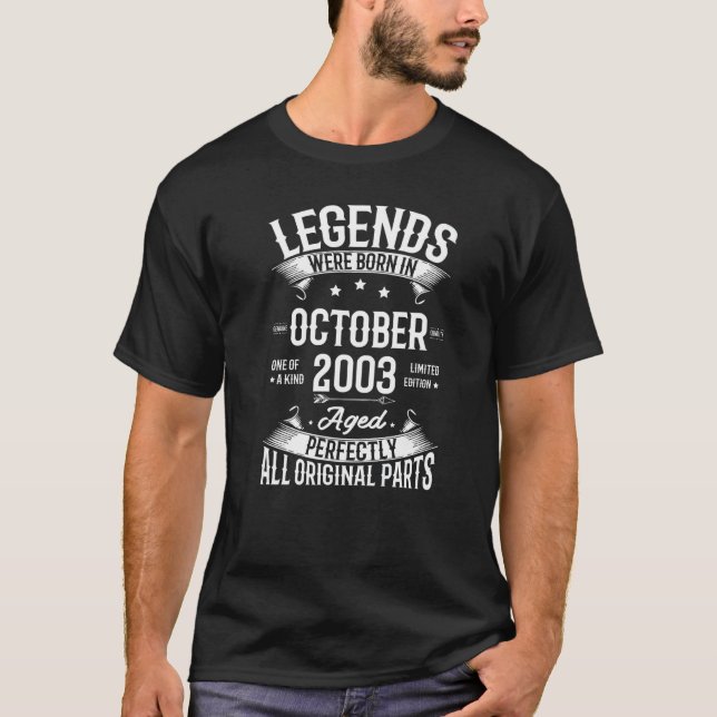 T-shirt Les Légendes Sont Nées En Octobre 2003 19e Anniver (Devant)