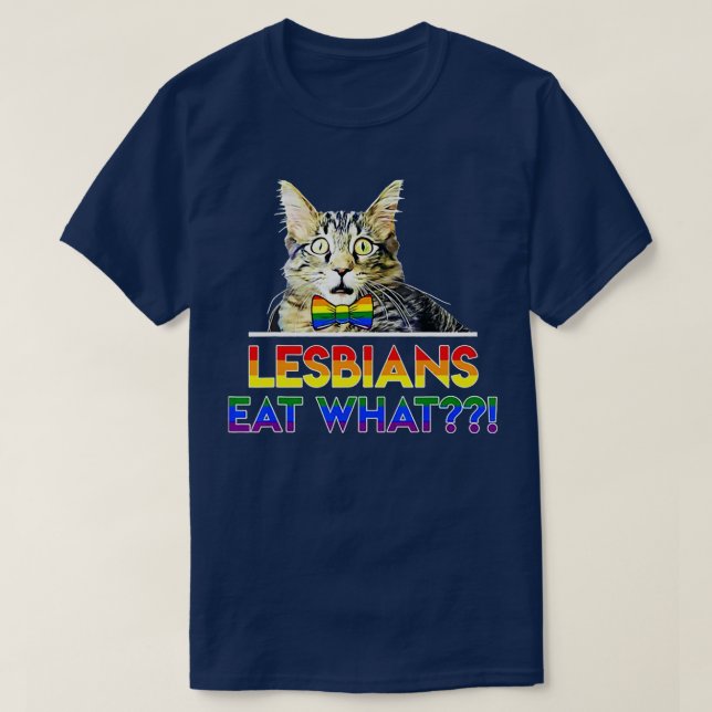 T-shirt Les lesbiennes mangent ce chat (Design devant)