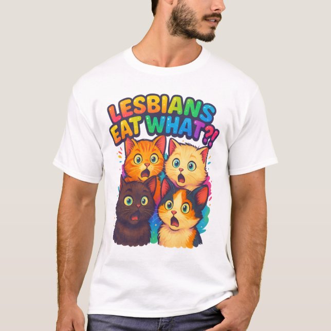 T-shirt Les lesbiennes mangent quoi - Drôle LGBTQ Pride De (Devant)
