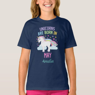 T-shirt Les licornes sont en mai nom personnalisé né