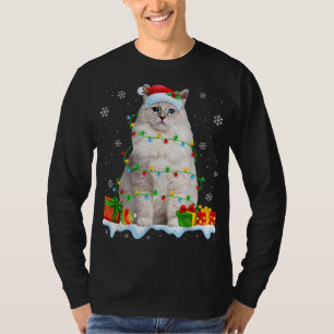 T-shirt Les lumières de Noël du chat Ragdoll Amusant Amour