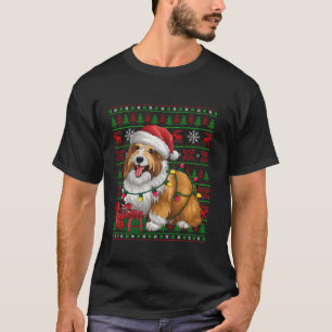 T-shirt Les lumières de Noël laide Santa Hat Belge Sheepdo