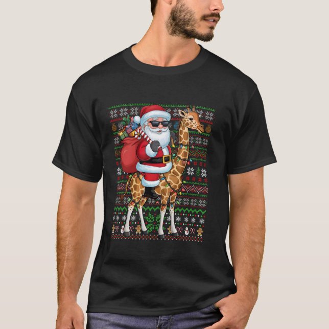 T-shirt Les lumières de Noël style laid Père Noël équitati (Devant)